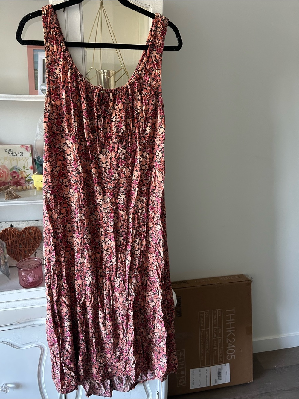 Floral Scoop Neck Sleeveless Midi Dress - Pink Mix